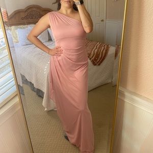 David’s Bridal One-Shoulder Blush Bridesmaid Dress